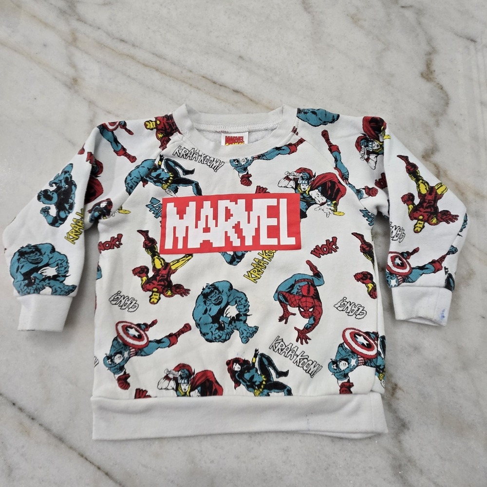 Marvel‎ Comics Sweatshirt Pullover Boys 2T Hulk Captain America Spiderman & more